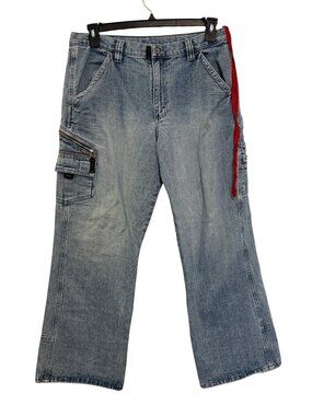 WRG Jeans Co Boys Cargo Denim Jeans Size 18 Husky Relaxed Fit Light Wash